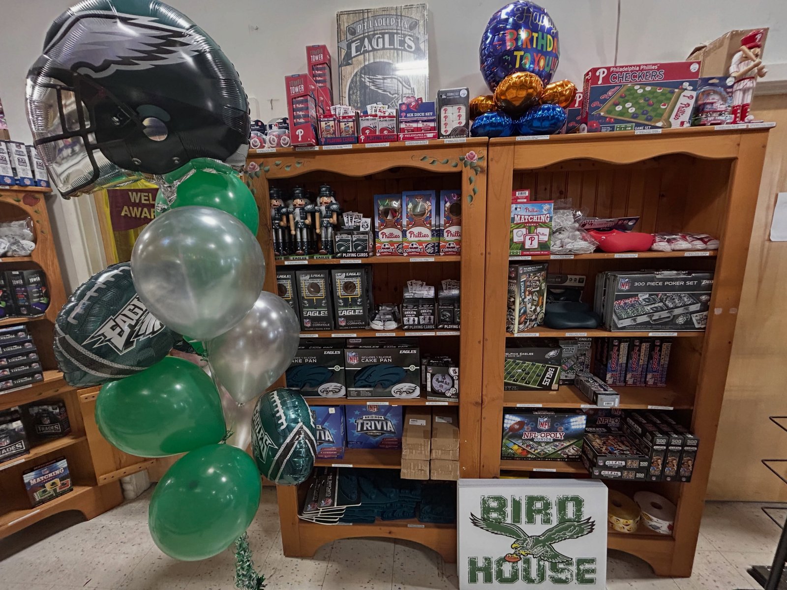 Party decorations and supplies on display