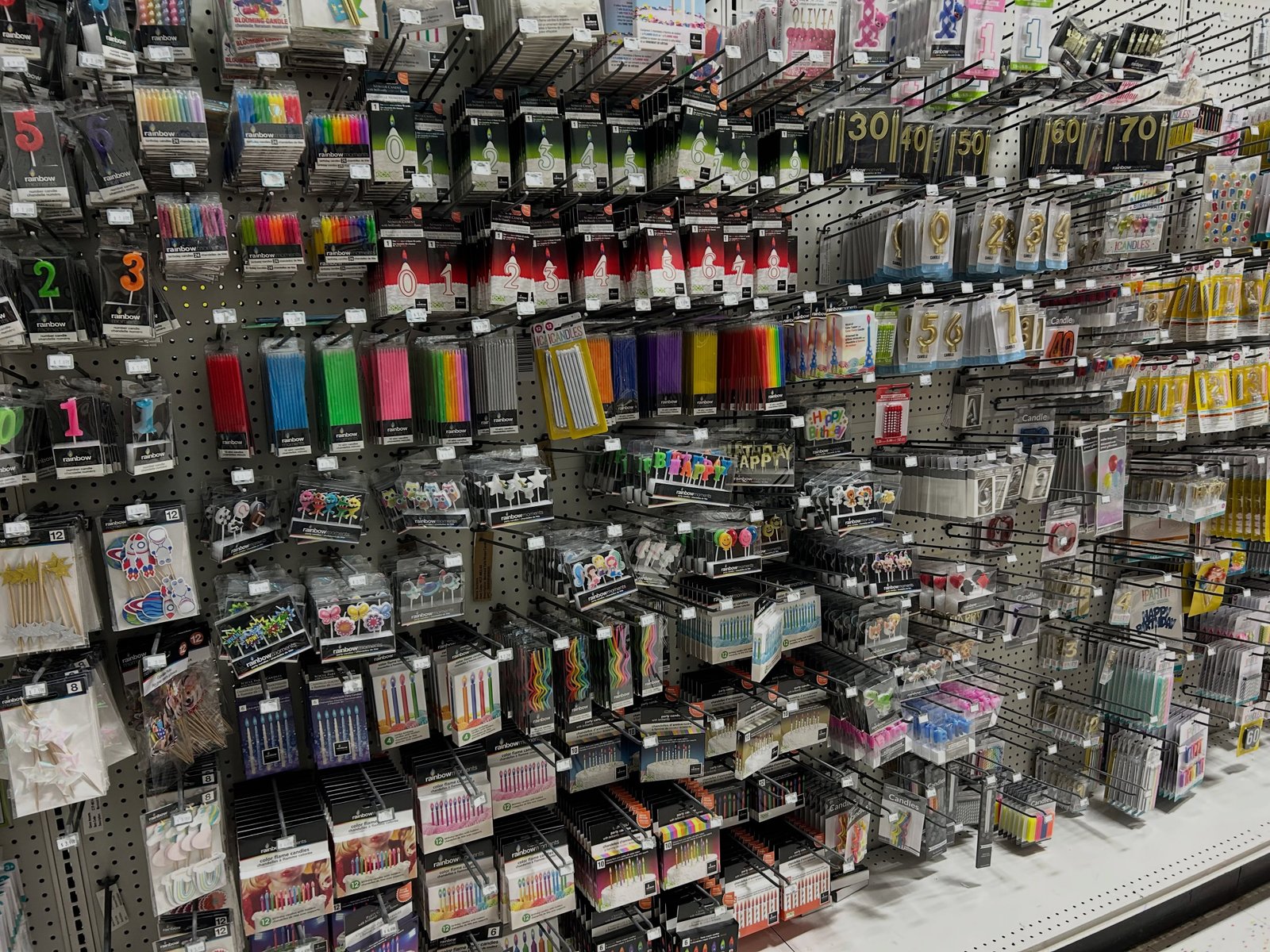 Party supply aisle in the store